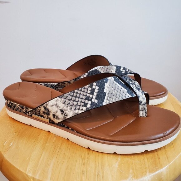 Franco Sarto Darious Deja Snake Print Thong Sandals 9.5M/39.5 - Picture 1 of 3